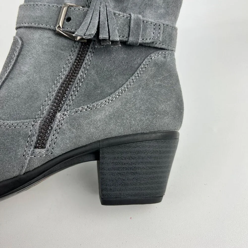 Earth Origins Womens Tori Gray Suede Ankle Booties Water Repellent size 9.5